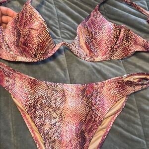Pink Snake Print Bikini Set target